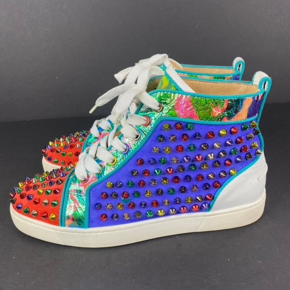 Christian Louboutin High Top Fashion Spike Sneakers Size 38.5